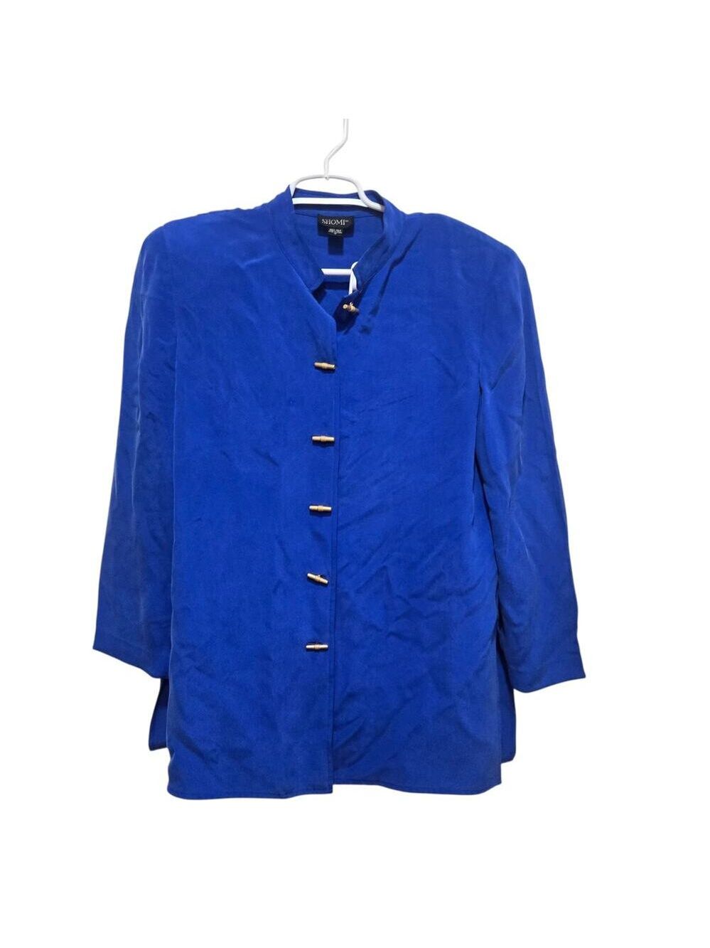 SHOMI 100% Silk Mandarin Collar Frog Closure Blouse Size 12